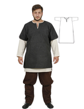 HELM D.Grey Wool Over Tunic -  Medieval Viking Woolen Short Sleeve Tunic